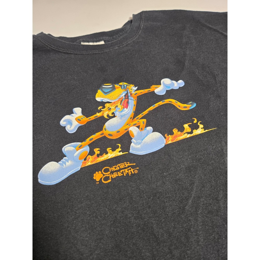 Hanes Chester Cheetah T-Shirt Mens 2XL Black Excellent Graphic Tee Snacking Snk